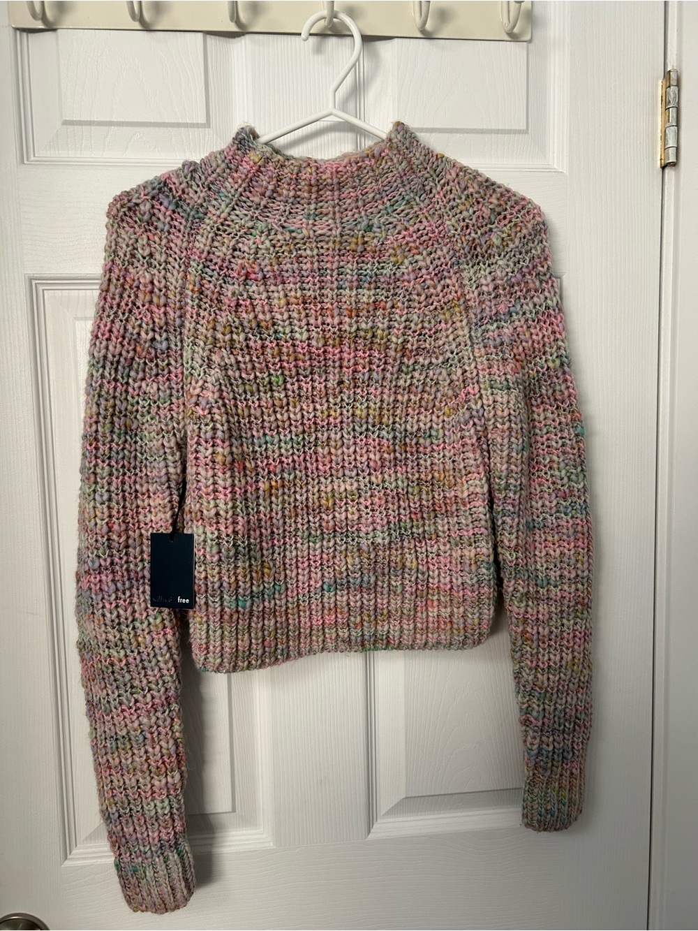Aritzia Wilfred Multicolor Speckled Cropped Turtleneck Sweater